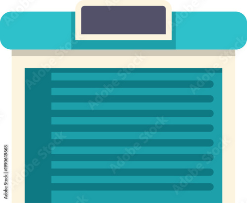 Minimal flat style illustration showing a blue garage door with a clean modern look