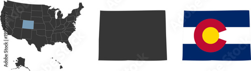 Colorado state of USA. Colorado flag and territory. States of America territory on white background. Separate states. Vector