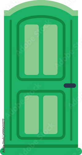 Simple green door illustration representing opportunity, privacy, and new beginnings