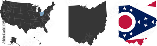 Ohio state of USA. Ohio flag and territory. States of America territory on white background. Separate states. Vector