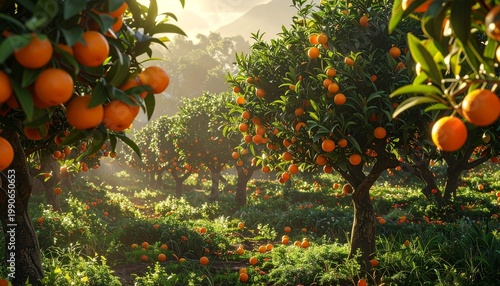 Orange orchard landscape symbolizing abundance, harmony, and natural vitality
