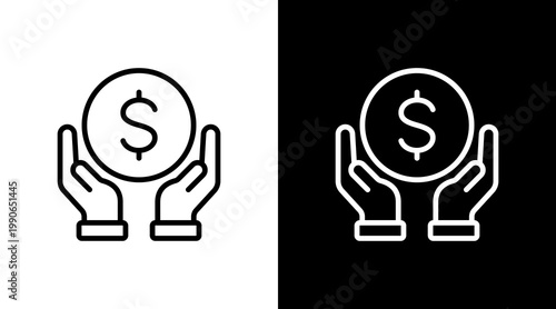 Savings White Icon Set Design