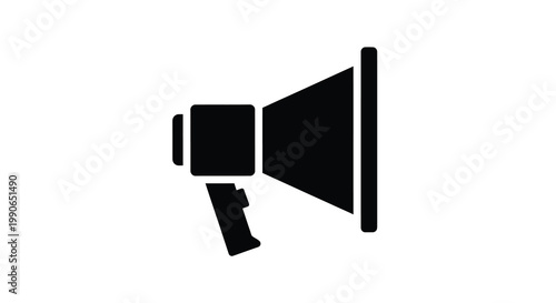 A black silhouette of a vintage megaphone broadcasting a message silhouette