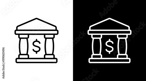 Bank White Icon Set Design