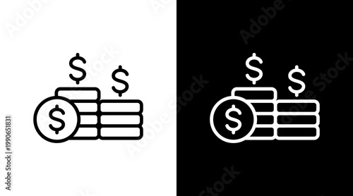 Coin White Icon Set Design