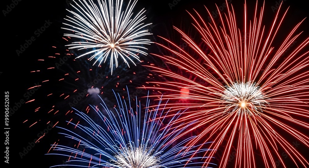Obraz premium Spectacular canada day fireworks display red white and blue celebration