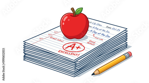 Apple and grade papers for excellent school work