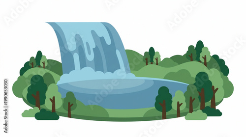 Majestic Waterfall Cascading into a Serene Pool.