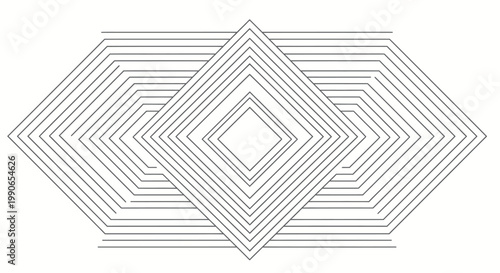 Overlapping concentric diamond and hexagonal shapes form an optical illusion
