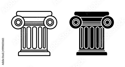 Obraz na płótnie Ionic Column Vector Icons, Classical Architecture Elements, Ancient Greek Pillar