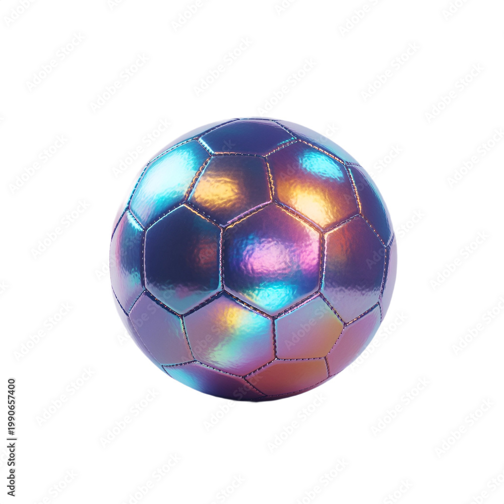 Naklejka premium A unique, iridescent soccer ball, perfect for sport and leisure.