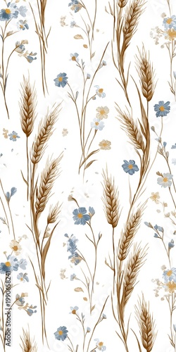 A detailed organic composition combining berries and grasses, ideal for seasonal branding, fabric design, and decorative surfaces