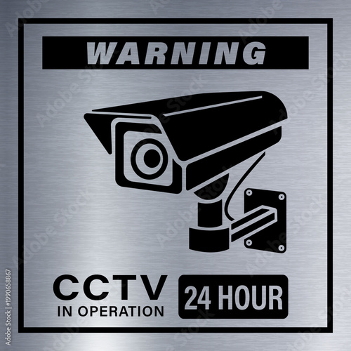 CCTV 24hr Surveillance Plastic Sign-Silver