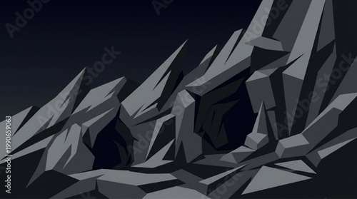 Jagged Rock Formation Abstract Geometric Design.