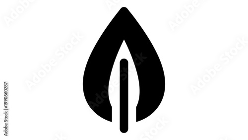 Minimalist leaf icon design, simple ecofriendly symbol, stylized nature element for sustainable branding and environment
