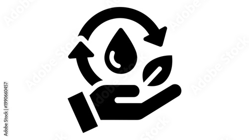 Water conservation icon, sustainable water management, ecofriendly water usage symbol, vector illustration isolated on w