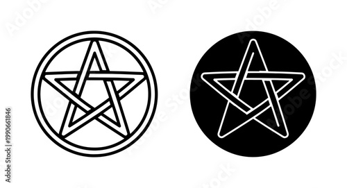 Bild auf Leinwand Pentagram Symbols, Occult Star Icons, Mystical Five-Pointed Star Graphics, Wicca