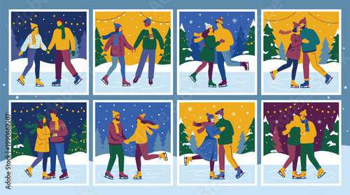 Group of People Engaging in Winter Activities Outdoors.