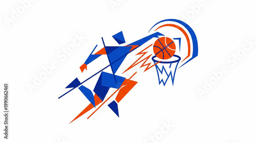 Dynamic Basketball Player Dunking Action Silhouette.