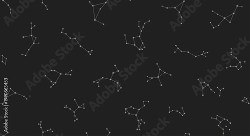 A repeating pattern of interconnected white dots and lines on a dark background