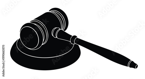 Judge Gavel Silhouette on Sound Block for Legal Justice and Court