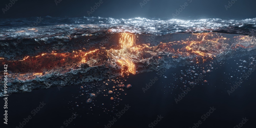 Fototapeta premium Abstract underwater scene with fluid textures and vibrant light reflections