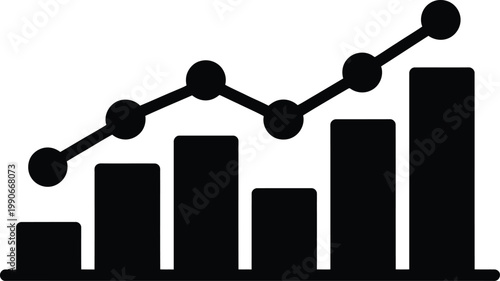 Line and bar graph depicting growth and fluctuations in data over time
