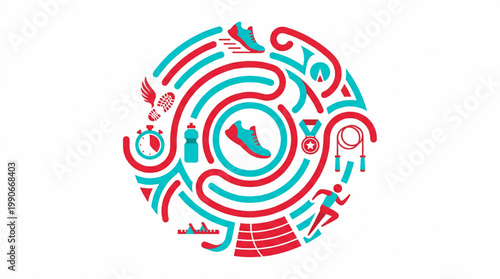 Abstract circular infographic design for running and fitness sports