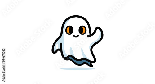 Cartoon ghost illustration on white background for halloween holiday