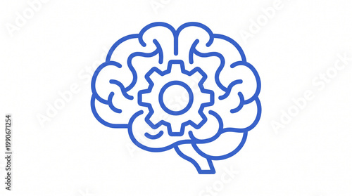 minimalist brain gear icon vector illustration for technology