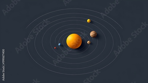 uranus. Simple model of the solar system with planets on concentric orbits around a central sun. STEM education sheets, lab safety posters, designed for STEM education and laboratory safety posters.
