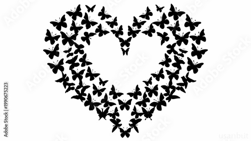 heart made of black and white flowers