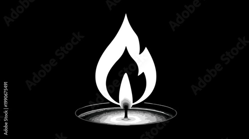 Abstract illustration of a candle flame against a black background