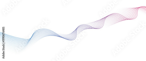 Flowing Dot Wave halftone gradient pattern on transparent background
