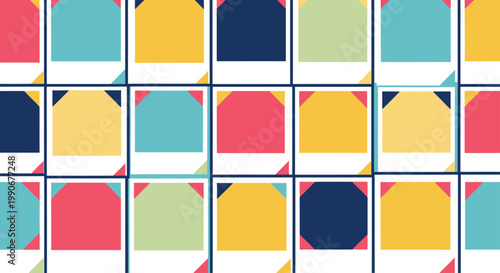Colorful square snapshots with white borders arranged in a grid pattern