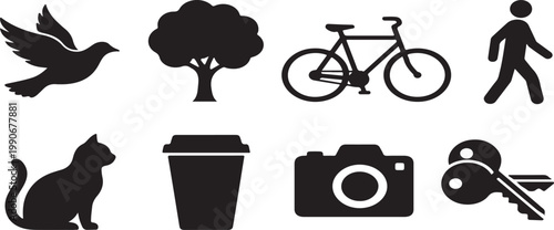 Vector illustration set of retro styled professional makeup hair accessories and various vintage objects icons