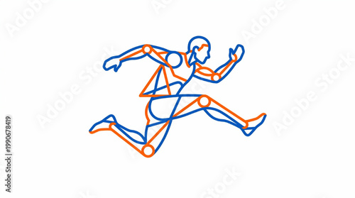 Abstract line art illustration of a running human figure with skeletal joints