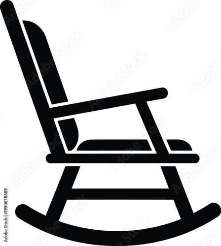 Simple black and white icon of a classic rocking chair