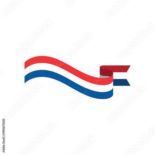 Tableau sur toile Vibrant red, white, and blue wavy ribbons flowing together in harmony