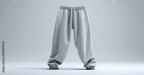 Casual gray sweatpants isolated on white background for fashion concepts