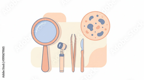 Medical diagnostic tools and biological sample icon set