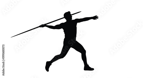 An athlete prepares to throw a javelin during a track and field event silhouette
