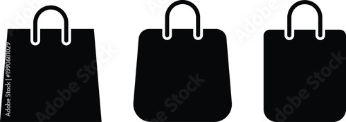 Set of shopping bag icon. E commerce Purchase Symbols. Order delivery and boutique design. Store purchase and merchandise icons