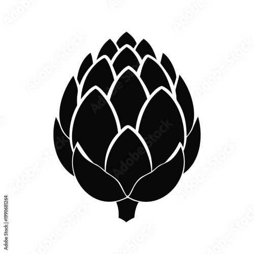 Elegant black and white artichoke silhouette vector illustration minimalist design, artichoke seeds silhouette vector illustration