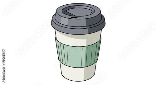 Illustration of a takeaway coffee cup with a green sleeve