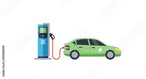 Electric car charging at station with eco-friendly design