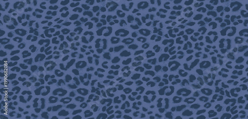 Cuadro en lienzo Monochromatic leopard print pattern in deep blue tones for textile design and fa