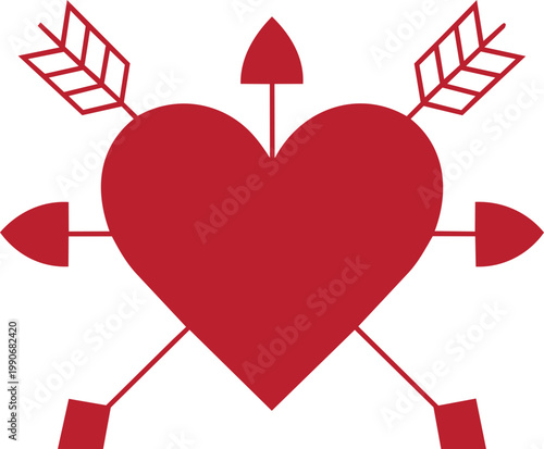 Heart Ribbon Silhouette Collection with Floral and Arrow Elements