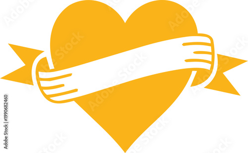 Heart Ribbon Silhouette Collection with Floral and Arrow Elements