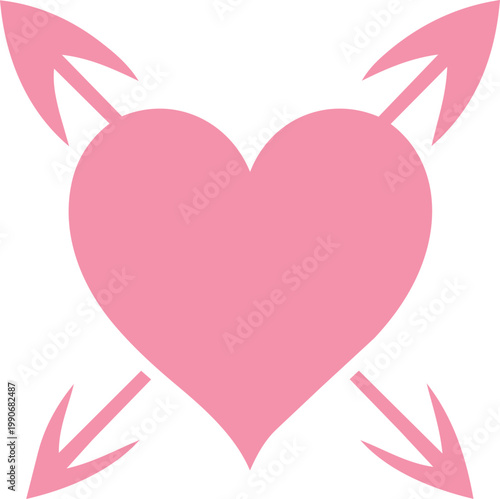 Heart Ribbon Silhouette Collection with Floral and Arrow Elements